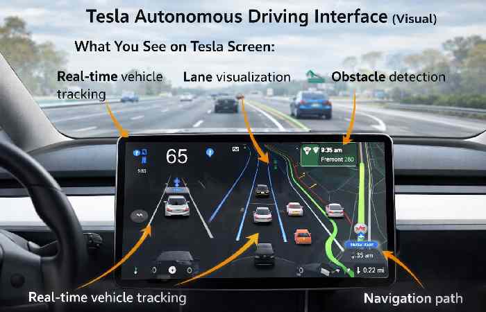tesla autonomous driving interface