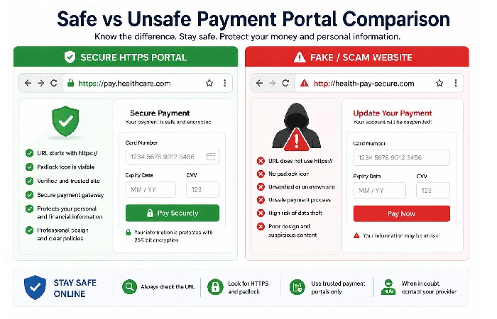 safe vs unsafe payment portal comparison